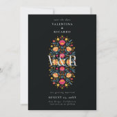 Mexican Eleganto Modern Floral QR Foto Wedding Save The Date (Vorderseite)