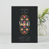 Mexican Eleganto Modern Floral QR Foto Wedding Save The Date (Stehend Vorderseite)