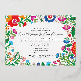 Mexican Embroidery Wedding Probe Dinner Foil I Folieneinladung