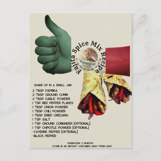 Mexican Fajita Spice Mix Rezept | Postkarte (Vorderseite)