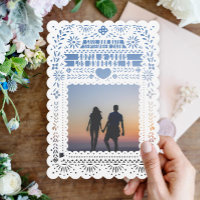 Mexican Fantail Doves Papel Picado Save the Date