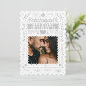 Mexican Fantail Doves Papel Picado Save the Date Einladung (Stehend Vorderseite)