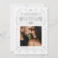 Mexican Fantail Doves Papel Picado Save the Date