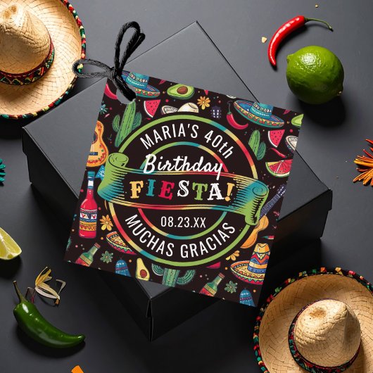 Mexican Fiesta Any Occasion Pattern Black ID1114 Geschenkanhänger