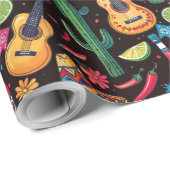 Mexican Fiesta Any Occasion Pattern Black ID1114 Geschenkpapier (Rolleneckpunkt)