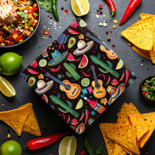 Mexican Fiesta Any Occasion Pattern Black ID1114 Geschenkpapier