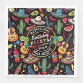 Mexican Fiesta Any Occasion Pattern Black ID1114 Serviette (Vorderseite)