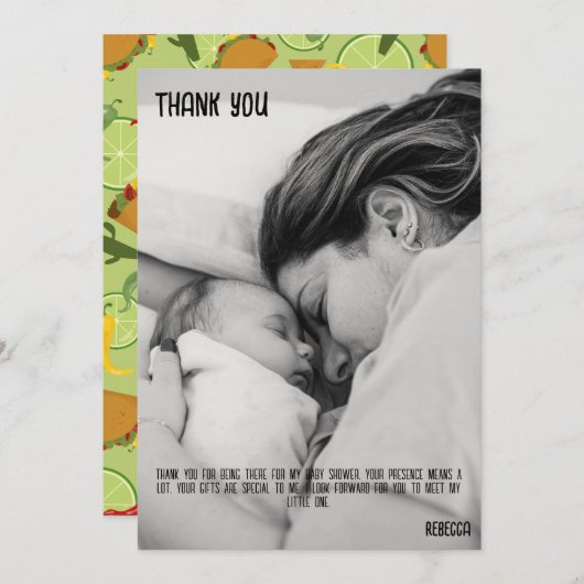 Mexican fiesta Baby Dusche Vielen Dank Dankeskarte (Vorne/Hinten)