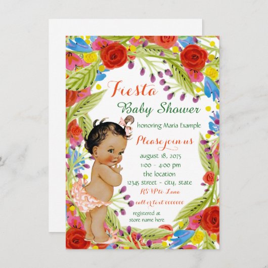 Mexican Fiesta Baby Girl Shower Einladung (Vorne/Hinten)