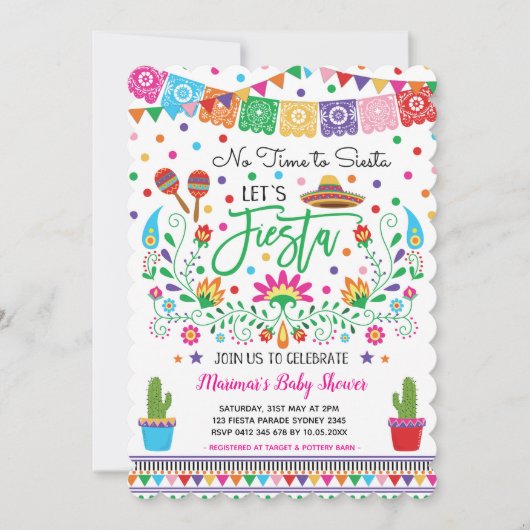 Mexican Fiesta Baby Shower Cactus Invitation Einladung (Vorderseite)
