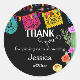 Mexican Fiesta Babydusche Dank runder Sticker