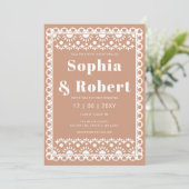 Mexican Fiesta Barro Papel Picado Boho Wedding Einladung (Stehend Vorderseite)