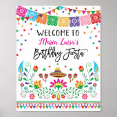 Mexican Fiesta Birthday Cactus Welcome Poster (Vorne)