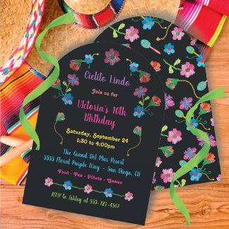 Mexican Fiesta Birthday Party Stickereibogen Einladung