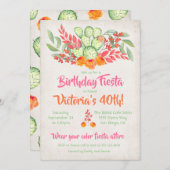Mexican Fiesta Birthday Party Watercolor Cactus Einladung (Vorne/Hinten)