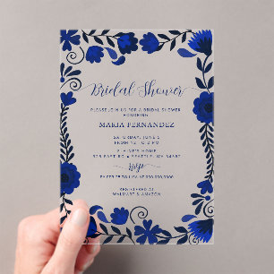 Mexican Fiesta Blue Talavera Brautparty Acryleinladungen