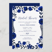 Mexican Fiesta Blue Talavera Brautparty Einladung (Vorne/Hinten)