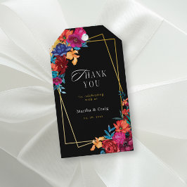 Mexican Fiesta Blume Wedding Black Favor Gift Tag Geschenkanhänger