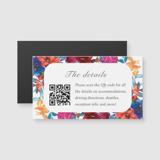 Mexican Fiesta Blume Wedding Details Magnet Card (Vorne/Hinten)