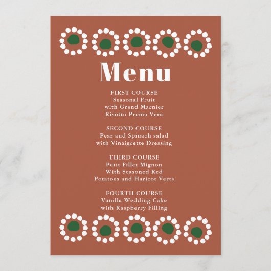 Mexican Fiesta Boho Barro Wedding Menükarte (Vorderseite)