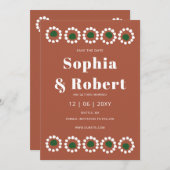 Mexican Fiesta Boho Barro Wedding Save The Date (Vorne/Hinten)