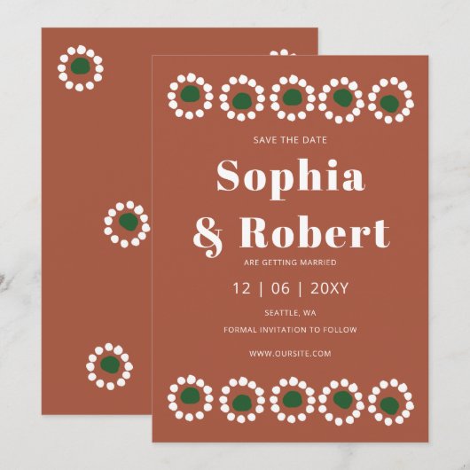 Mexican Fiesta Boho Barro Wedding Save The Date (Vorne/Hinten)