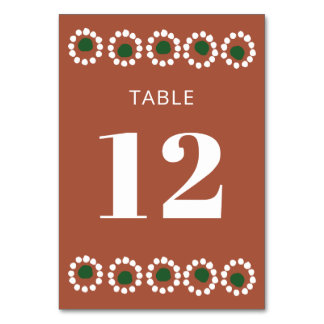 Mexican Fiesta Boho Barro Wedding Tischnummer