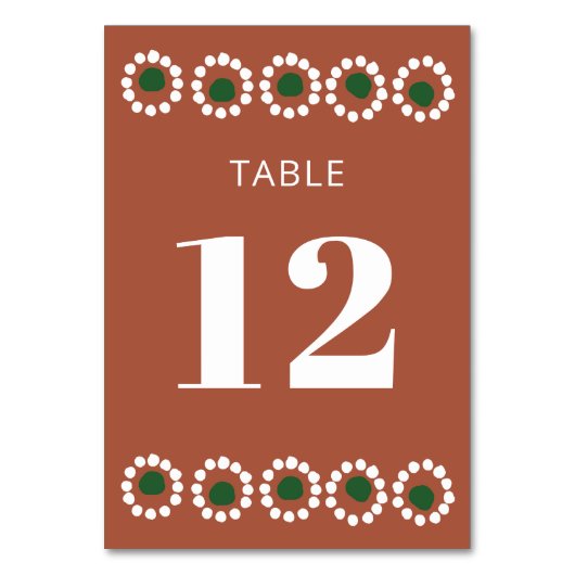 Mexican Fiesta Boho Barro Wedding Tischnummer (Rückseite)