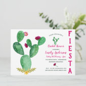 Mexican Fiesta Brautparty Cacti Pink Einladung (Stehend Vorderseite)