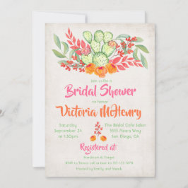 Mexican Fiesta Brautparty Watercolor Cactus Einladung