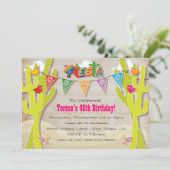 Mexican Fiesta Cactus rustic papel picado lädt ein Einladung (Stehend Vorderseite)