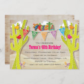 Mexican Fiesta Cactus rustic papel picado lädt ein Einladung (Vorne/Hinten)