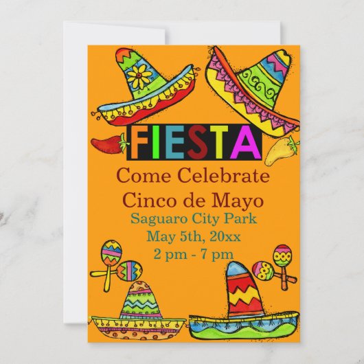 Mexican Fiesta Cinco de Mayo Einladung Orange (Vorderseite)