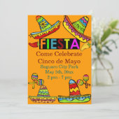 Mexican Fiesta Cinco de Mayo Einladung Orange (Stehend Vorderseite)