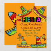 Mexican Fiesta Cinco de Mayo Einladung Orange (Vorne/Hinten)