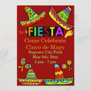 Mexican Fiesta Cinco de Mayo Einladungen Rot