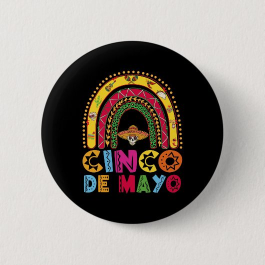 Mexican Fiesta Cinco De Mayo Rainbow Costume Boys Button (Vorderseite)