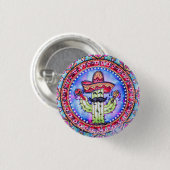 Mexican Fiesta Cinco de Mayo Sombrero Hat Blue Red Button (Vorne & Hinten)