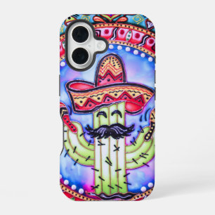 Mexican Fiesta Cinco de Mayo Sombrero Hat Blue Red iPhone 16 Hülle