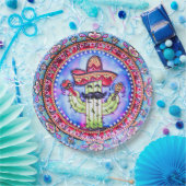 Mexican Fiesta Cinco de Mayo Sombrero Hat Blue Red Pappteller (Party)