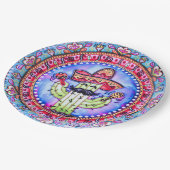 Mexican Fiesta Cinco de Mayo Sombrero Hat Blue Red Pappteller (Schrägansicht)