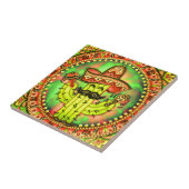 Mexican Fiesta Cinco de Mayo Sombrero Hat Green Fliese (Seite)