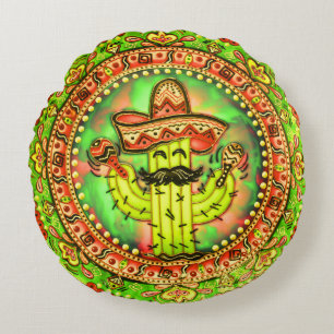 Mexican Fiesta Cinco de Mayo Sombrero Hat Green Rundes Kissen