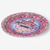 Mexican Fiesta Cinco de Mayo Sombrero Pink Blue Pappteller (Schrägansicht)