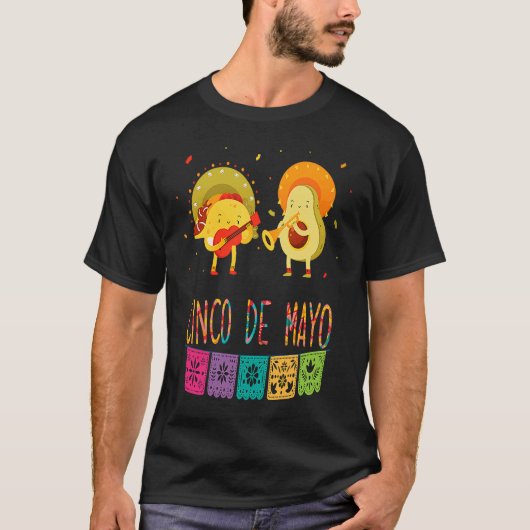 Mexican Fiesta Cinco De Mayo Tacos And Avocado Mex T-Shirt (Vorderseite)