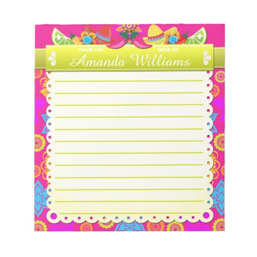 Mexican Fiesta Colorful Cutout Notepad Notizblock (Vorderseite)