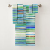 Mexican Fiesta Cool Blue Stripes Badhandtuch Set (Insitu)