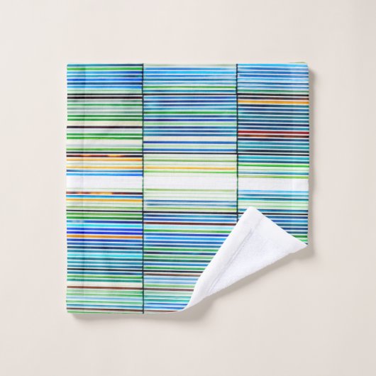 Mexican Fiesta Cool Blue Stripes Badhandtuch Set (Waschlappen)