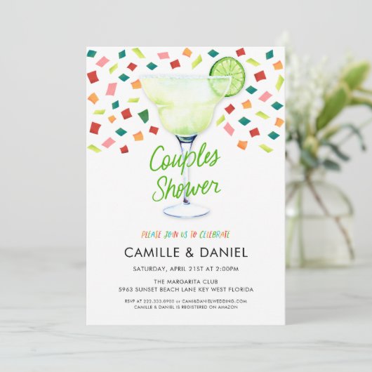 Mexican Fiesta Couples Fiesta Dusche Einladung (Stehend Vorderseite)