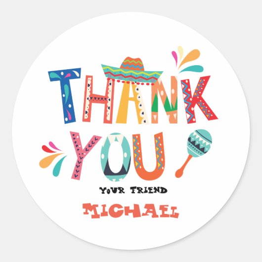 Mexican FIesta Danke, dass Sie Aufkleber (Vorderseite)